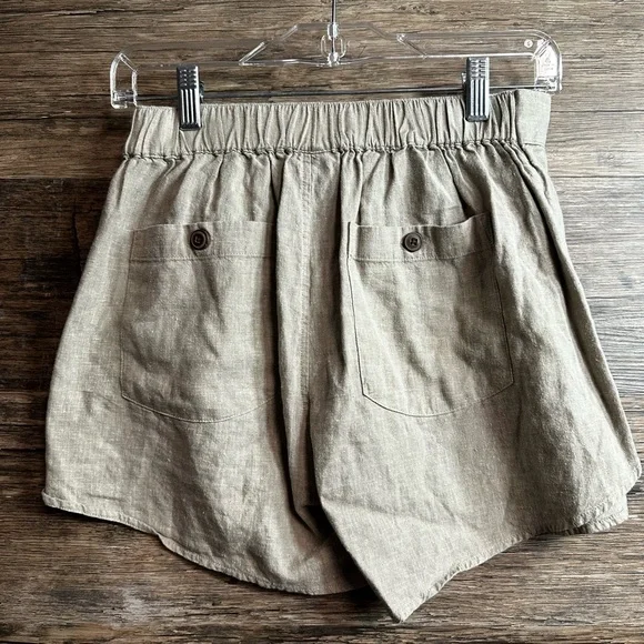 Patagonia Tan High Waist Hemp Blend Shorts with Tie Front Small - Picture 5 of 6